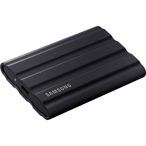 Samsung 1TB T7 Shield Portable SSD in Black with IP65 water resistance and 1050MB/s speeds at Camera Stuff Kenya.