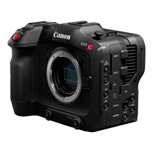 Canon EOS C70 RF-Mount Cinema Camera with a compact design, 4K 120p recording, Dual Pixel AF, and built-in ND filters. Ideal for filmmakers and content creators in Kenya.