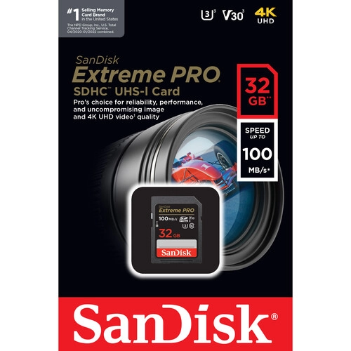 SanDisk 32GB Extreme PRO UHS-I SDHC Memory Card for DSLR cameras