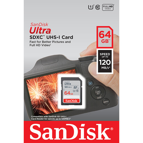 SanDisk 64GB Ultra UHS-I SDXC memory card front view Kenya
