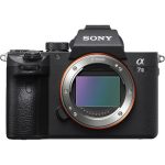 Sony a7 III full-frame mirrorless camera with 24.2MP sensor, 4K video, and 5-axis stabilization, shown with a 28-70mm lens.