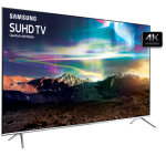 A modern living room setup featuring a sleek flat-screen TV, surround sound speakers, and a cozy seating area, showcasing the perfect home entertainment experience. TVs & Entertainment