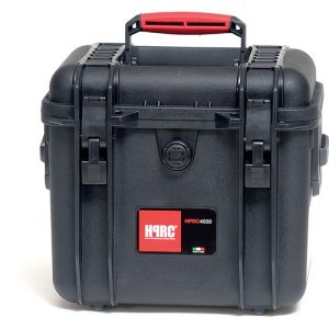The HPRC (High-Performance Resin Cases) HPRC4050DK Waterproof Hard Case (Black) is a lightweight, waterproof, unbreakable case. The case can be used to carry audio, photo or video equipment and accessories. It meets ATA 300 specifications for shipping cases. The hard resin shells are virtually unbreakable and the interior rubber O-ring keeps the case air and watertight. The case has an air pressure release valve. It is carried by a super-soft rigid grip handle. HPRC4050 Waterproof Hard Case with durable exterior, customizable foam interior, and ergonomic handle, designed for secure storage and transport of sensitive equipment.