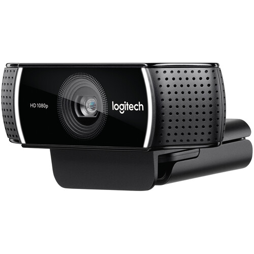 Logitech C922 Pro Stream Webcam with 1080p HD video, built-in dual microphones, and background replacement technology.