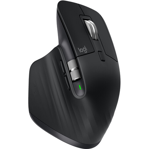 Logitech MX Master 3S for Mac Wireless Mouse in Pale Gray, showcasing its sleek design and ergonomic shape on a desk.