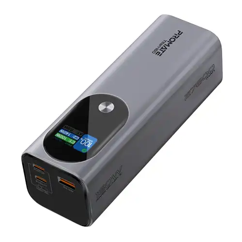 Promate Titan-160 27600mAh Power Bank with TFT LCD Screen charging DSLR camera and smartphone – Best for filmmakers in Kenya