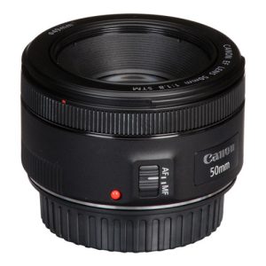 Canon EF 50mm f/1.8 STM lens, a compact prime lens with a fast f/1.8 aperture, ideal for portraits and low-light photography.