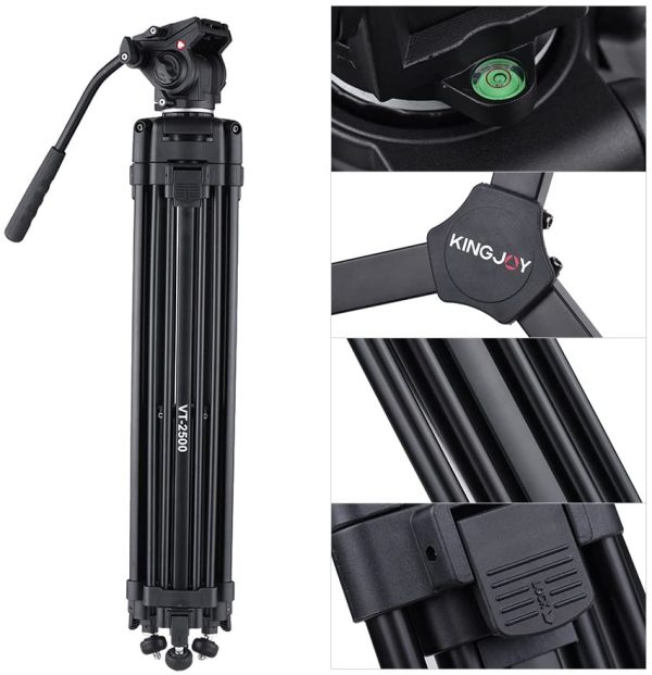 Kingjoy VT-2500 Heavyduty Professional Video/Camera Tripod Kit - Image 2