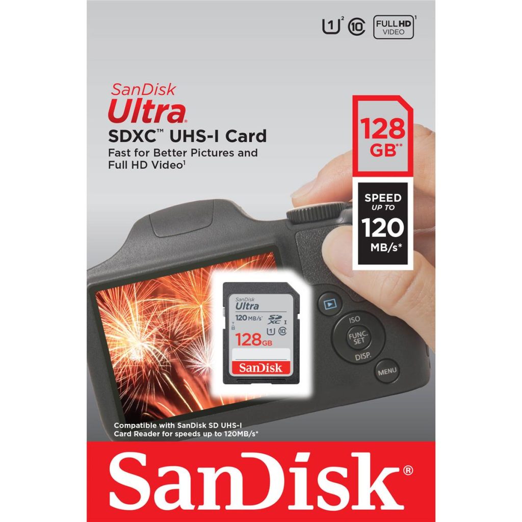 SanDisk 128GB Ultra UHS-I SDXC memory card Kenya front view