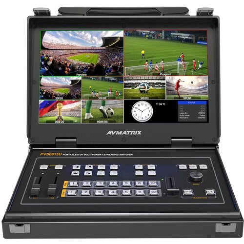 AVMATRIX Portable 6-Ch SDI/HDMI Multi-Format Streaming Switcher with 13.3" Display (PVS0613U) - Image 2