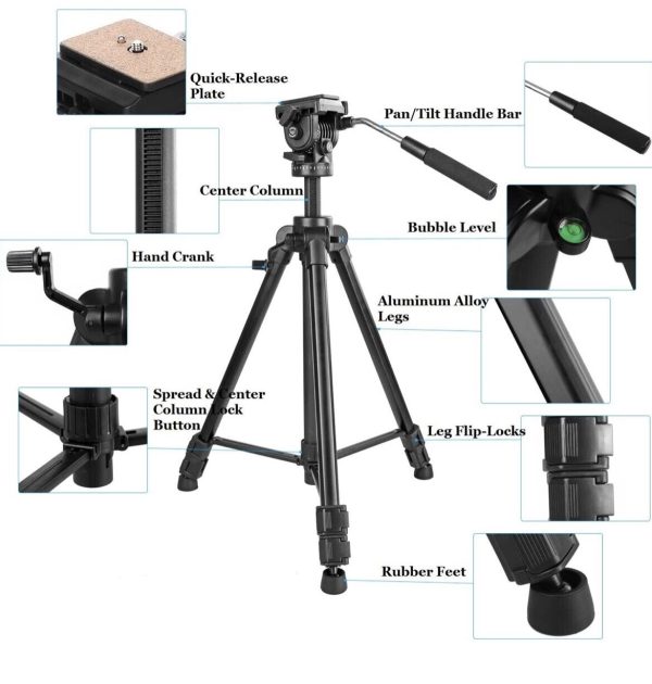 KINGJOY VT-1500 Heavy Duty Camera Tripod - Image 5