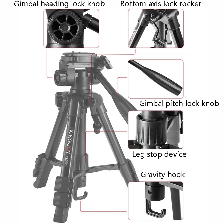 KINGJOY VT-850 Live Broadcast Tripod Mount with Tripod Head - Image 3