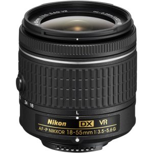 Nikon 18-55mm Lens f/3.5-5.6G VR Lens F-Mount Lens/DX Format 27-82.5mm (35mm Equivalent) Aperture Range: f/3.5 to f/38 Two Aspherical Elements Super Integrated Coating Pulse Stepping Motor AF System VR Image Stabilization Access Lens Settings in Camera Menu Rounded 7-Blade Diaphragm