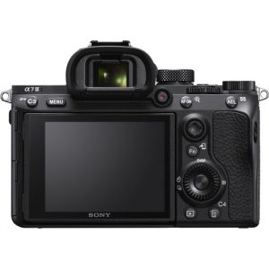Sony a7 III full-frame mirrorless camera with 24.2MP sensor, 4K video, and 5-axis stabilization, shown with a 28-70mm lens.