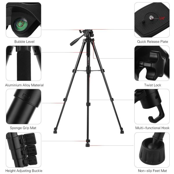 Kingjoy VT-880 2 In 1 Portable Aluminium Alloy Camera Tripod Monopod - Image 4
