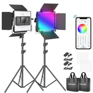 NEEWER 2 Pack RGB660 PRO LED Video Light Kit