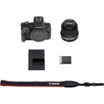 Canon EOS R100 mirrorless camera with RF-S 18-45mm f/4.5-6.3 IS STM lens, perfect for vlogging, travel, and photography. Available at Camera Stuff Kenya.