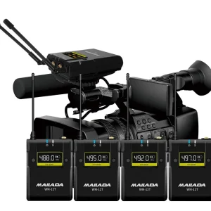 Professional Wireless Microphone 4 Mic Package UHF DSLR,Smartphone Vlog Interview iPhone Android (MAILADA WM12Q)