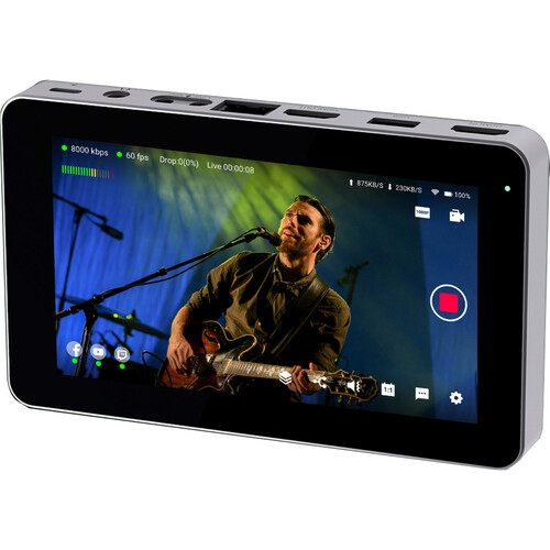 YoloLiv YoloBox Mini portable live streaming device with HDMI inputs, touchscreen display, and multi-platform streaming capabilities for professional creators.