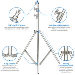 Heavy-Duty Stainless Steel Light Stand with Universal Adapter - Image 2