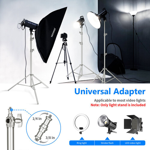 Heavy-Duty Stainless Steel Light Stand with Universal Adapter - Image 5
