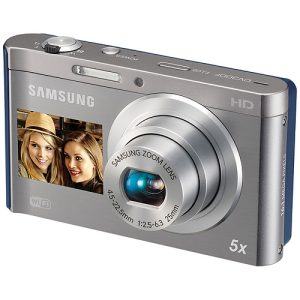 meru, busia, kakamega, mandera, mombasa, watamu, lamu, nairobi, karen Samsung DV300F Digital Camera with dual LCD screens, featuring a 3.0-inch rear display and a 1.5-inch front-facing screen for selfies, in a compact and stylish design.