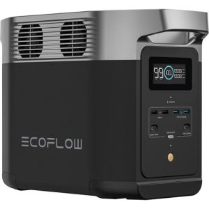 EcoFlow Delta 2 Portable Power Station with 1024Wh capacity, solar charging, and multiple outlets for home backup or outdoor use."