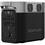 EcoFlow Delta 2 Portable Power Station with 1024Wh capacity, solar charging, and multiple outlets for home backup or outdoor use."