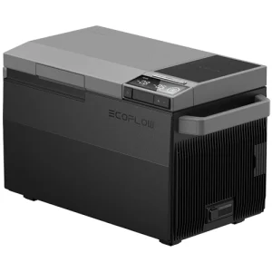 EcoFlow GLACIER portable refrigerator with sleek design, ideal for camping, road trips, and outdoor adventures. Features efficient cooling, battery-powered operation, and durable construction.