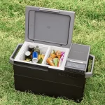 EcoFlow GLACIER portable refrigerator with sleek design, ideal for camping, road trips, and outdoor adventures. Features efficient cooling, battery-powered operation, and durable construction.