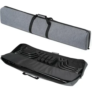 Black heavy-duty carrying case for C-stand with padded interior and reinforced handles." "Durable padded transport case for C-stand and grip equipment.