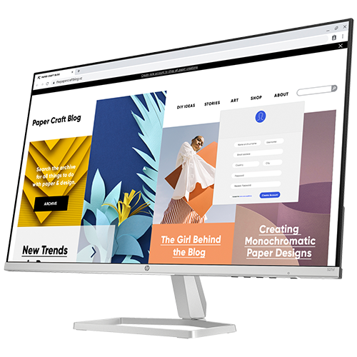 HP Series 5 27-inch FHD Monitor (527sf) with slim bezels, Full HD resolution, and adjustable stand for home or office use.