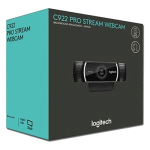 Logitech C922 Pro Stream Webcam with 1080p HD video, built-in dual microphones, and background replacement technology.