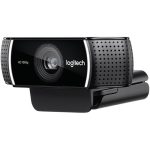 Logitech C922 Pro Stream Webcam with 1080p HD video, built-in dual microphones, and background replacement technology.