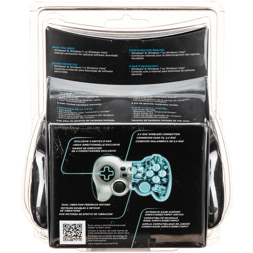 Logitech Wireless Gamepad F710, a black and gray game controller with dual analog sticks, directional pad, and action buttons, designed for PC gaming.