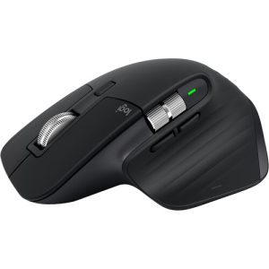 Logitech MX Master 3S for Mac Wireless Mouse in Pale Gray, showcasing its sleek design and ergonomic shape on a desk.