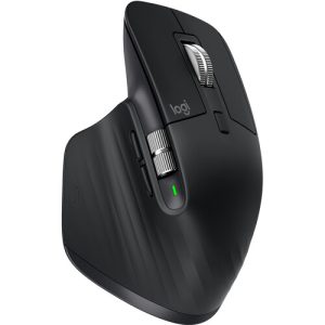 Logitech MX Master 3S for Mac Wireless Mouse in Pale Gray, showcasing its sleek design and ergonomic shape on a desk.