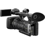 Sony HXR-NX3 NXCAM professional handheld camcorder with a 1/2.8-inch Exmor CMOS sensor, 20x optical zoom, and 3.5-inch LCD screen, ideal for broadcast and documentary filming.
