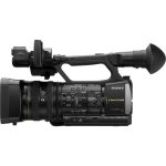 Sony HXR-NX3 NXCAM professional handheld camcorder with a 1/2.8-inch Exmor CMOS sensor, 20x optical zoom, and 3.5-inch LCD screen, ideal for broadcast and documentary filming.