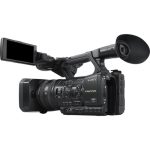 Sony HXR-NX5R NXCAM professional camcorder with built-in LED light, 3 CMOS sensors, and 20x optical zoom for high-quality video recording.