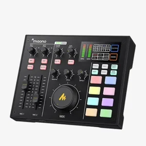 Maono Podcast Production Studio bundle for two people in Kenya – professional audio mixer, XLR mics & accessories for podcasting & streaming.