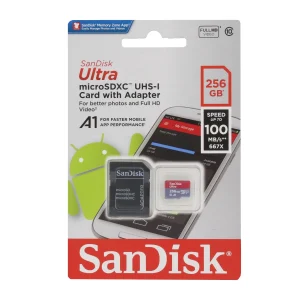 SanDisk 256GB Ultra microSDXC A1 UHS-I/U1 Class 10 Memory Card with Adapter, 100MB/s speed – Best memory card in Kenya at Camera Stuff Kenya.