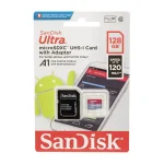 SanDisk 128GB Ultra UHS-I microSDXC Memory Card with SD Adapter for DSLR and action cameras in Kenya - high-speed storage for video and photo capturing.