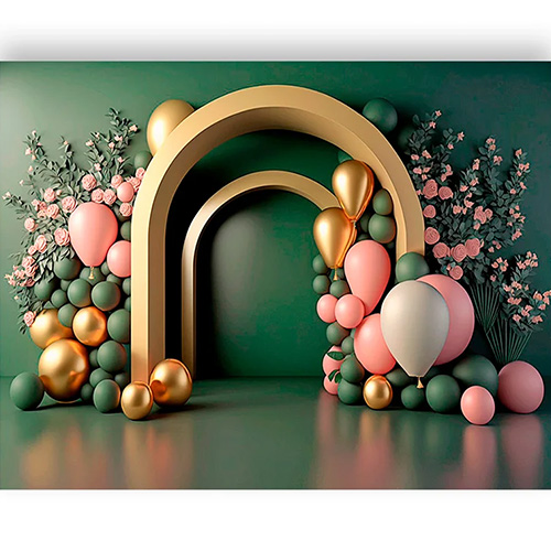 Golden Bows with Pink Flowers Photography Background for professional studio shoots at Camera Stuff Kenya.