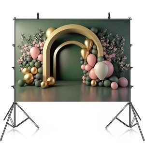 Golden Bows with Pink Flowers Photography Background for professional studio shoots at Camera Stuff Kenya.