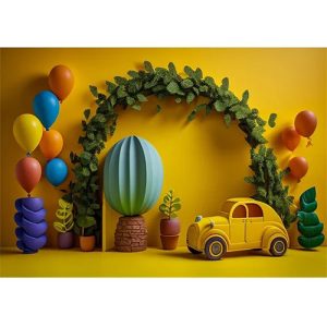 Yellow Car Children's Birthday Party Photography Background for studio use at Camera Stuff Kenya.