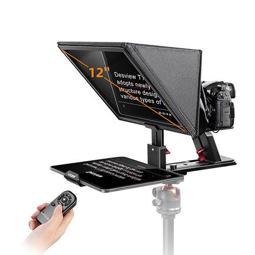 Desview T12S 12.9 inch Portable Teleprompter Kenya with large beamsplitter glass for tablets and smartphones
