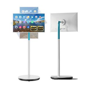 Leaderhub 27-Inch Live Smart Screen Portable Rotating Touch TV Leaderhub L27M 8G+128G 27inch Live Smart Screen on a mobile stand for professional vlogging.