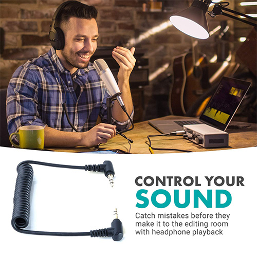 3.5mm TRS to TRS coiled angled audio cable for cameras, microphones, and mobile devices in Kenya