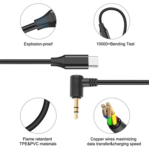 3.5mm TRS to USB-C angled adapter cable Kenya for microphone recording